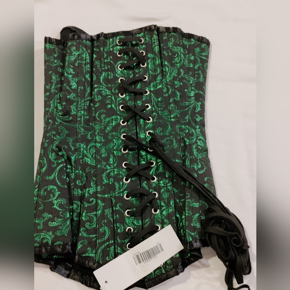 NWT Corsetdeal Size 22, Green & Black Polyester Cotton lined Waist Trainer